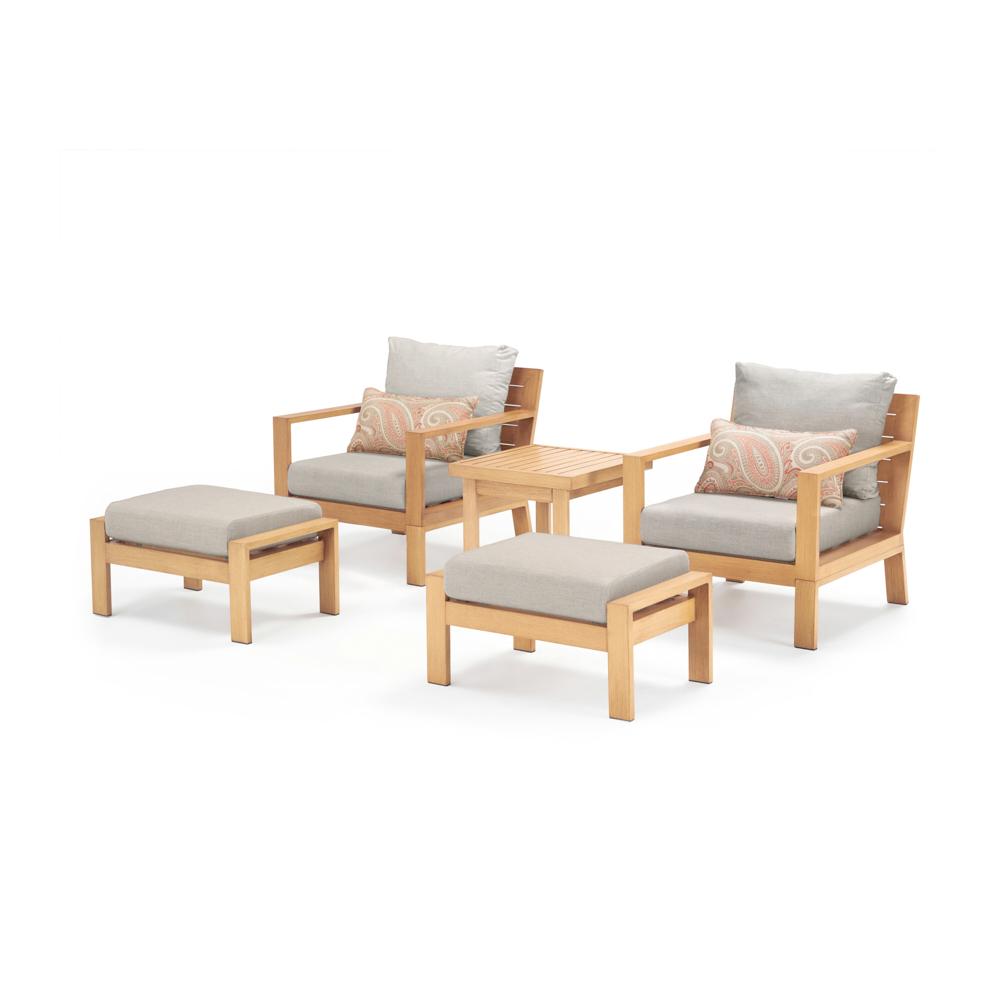 Capri 5 Piece Sunbrella Outdoor Club Chair & Ottoman Set - Cast Silver