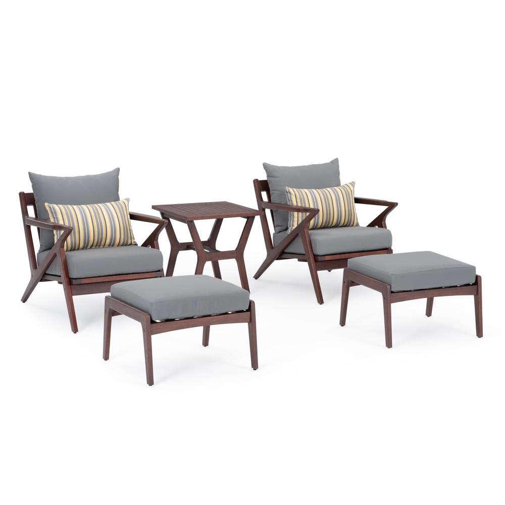 Vaughn 5 Piece Sunbrella Outdoor Club Chair & Ottoman Set
