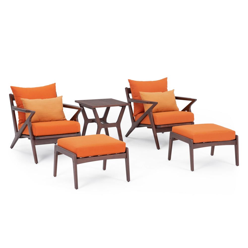Vaughn 5 Piece Sunbrella Outdoor Club Chair & Ottoman Set