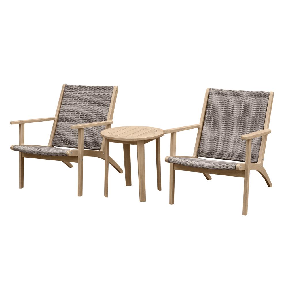 Imani 3 Piece Acacia Outdoor Seating Set - Gray