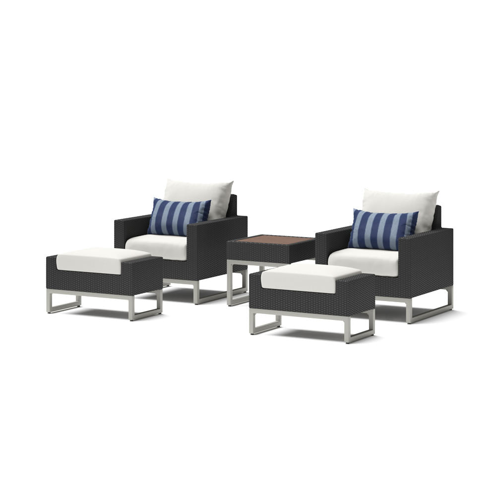 Milo Espresso 5 Piece Sunbrella Outdoor Club Chair Set