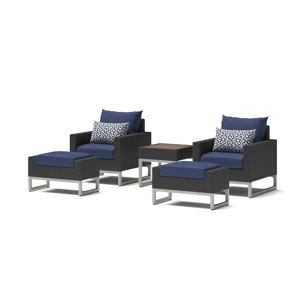 Milo Espresso 5 Piece Sunbrella Outdoor Club Chair Set