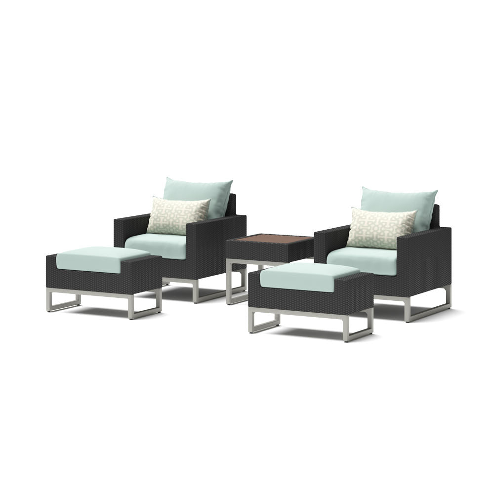 Milo Espresso 5 Piece Sunbrella Outdoor Club Chair Set
