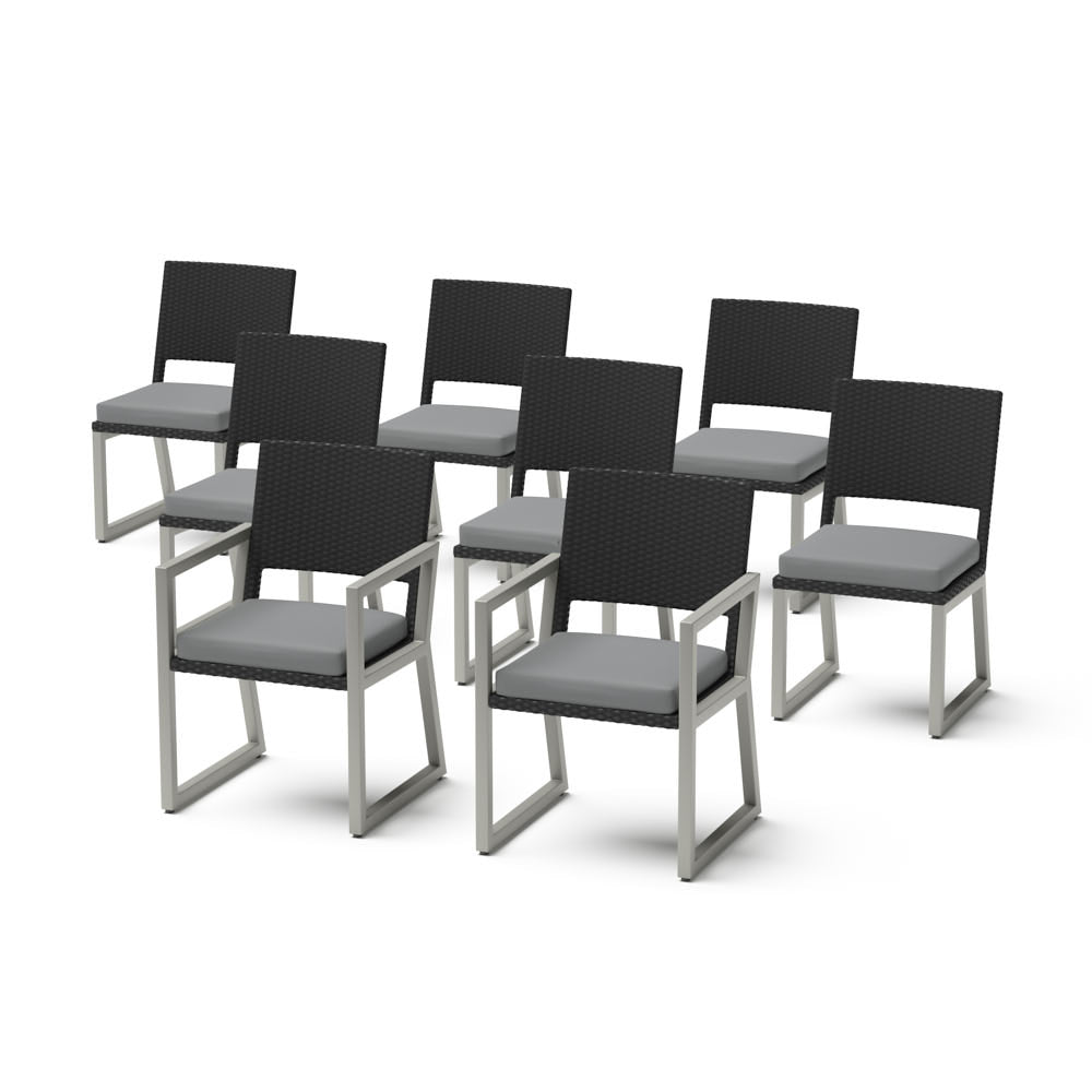 Milo Espresso Set of 8 Sunbrella Outdoor Dining Chairs