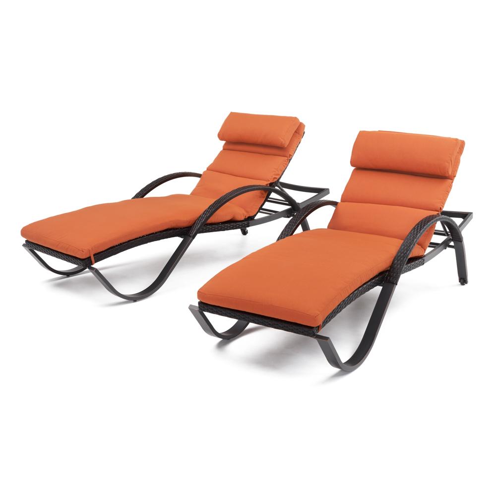Deco Set of 2 Sunbrella Outdoor Chaise Lounges