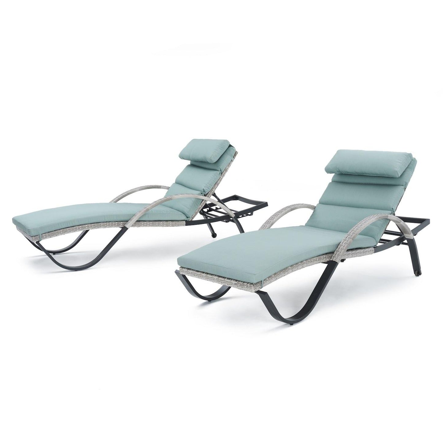 Cannes Set of 2 Outdoor Chaise Lounges with Cushions