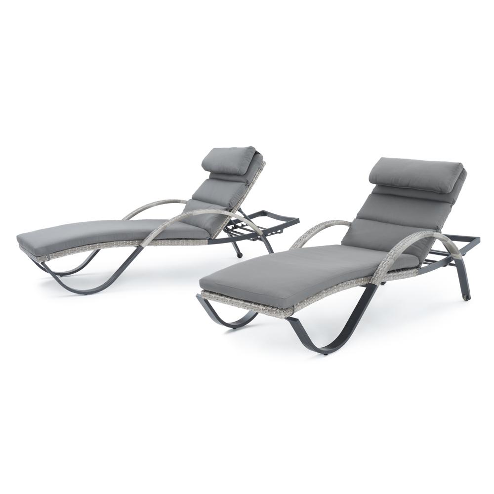 Cannes Set of 2 Outdoor Chaise Lounges with Cushions