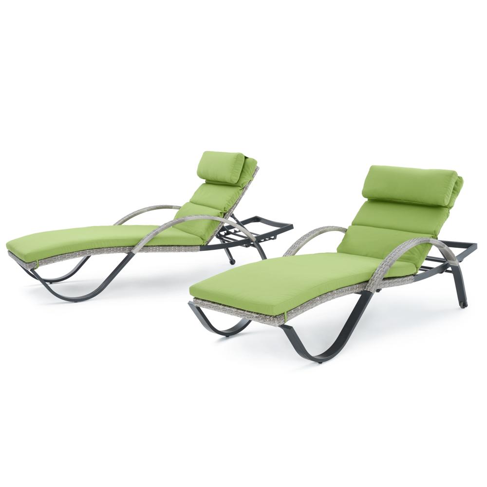 Cannes Set of 2 Outdoor Chaise Lounges with Cushions
