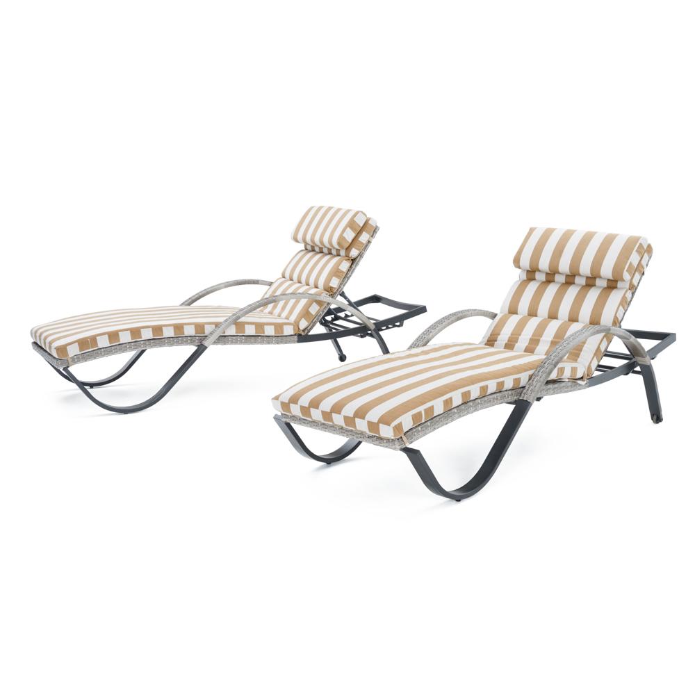 Cannes Set of 2 Outdoor Chaise Lounges with Cushions