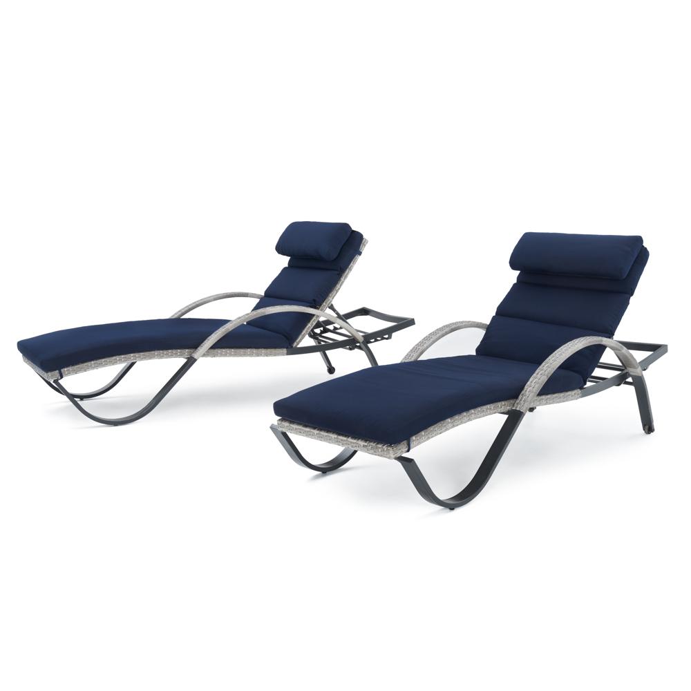 Cannes Set of 2 Outdoor Chaise Lounges with Cushions