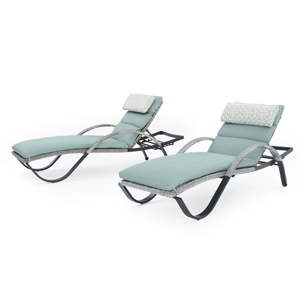 Cannes Set of 2 Outdoor Chaise Lounges with Cushions