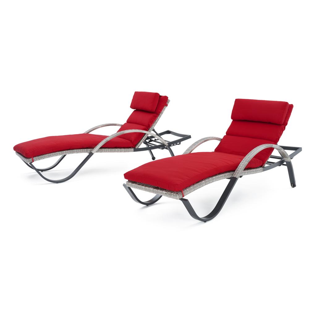 Cannes Set of 2 Outdoor Chaise Lounges with Cushions