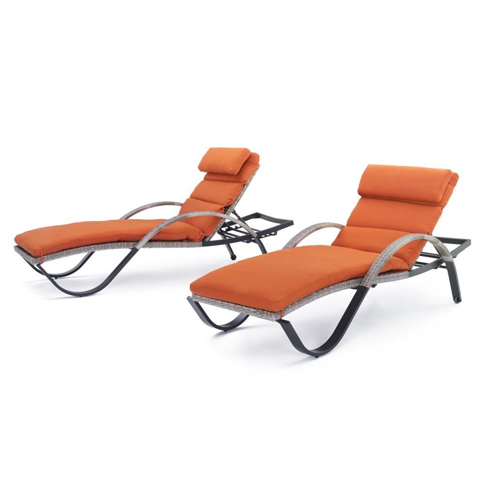 Cannes Set of 2 Outdoor Chaise Lounges with Cushions