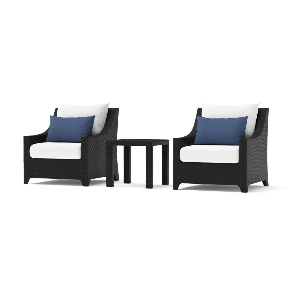 Deco Set of 2 Sunbrella Outdoor Club Chairs & Side Table