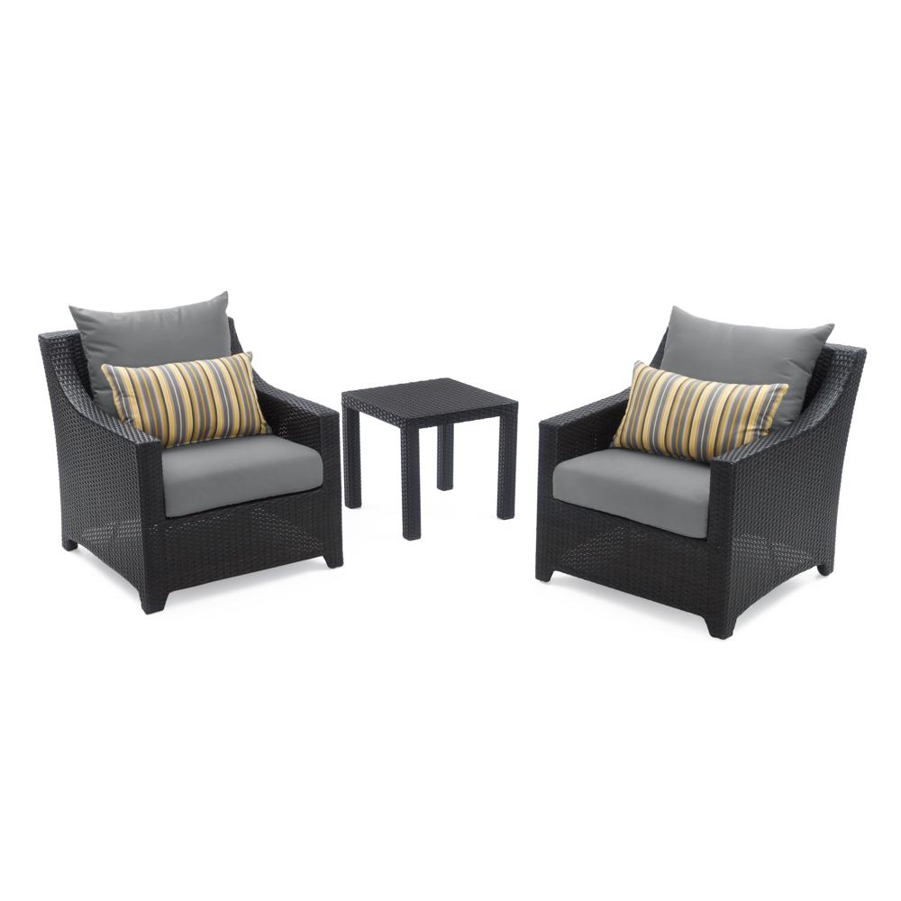 Deco Set of 2 Sunbrella Outdoor Club Chairs & Side Table
