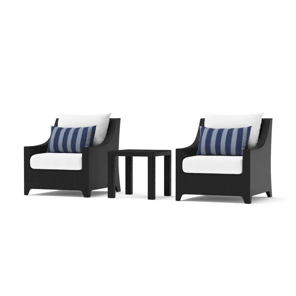 Deco Set of 2 Sunbrella Outdoor Club Chairs & Side Table