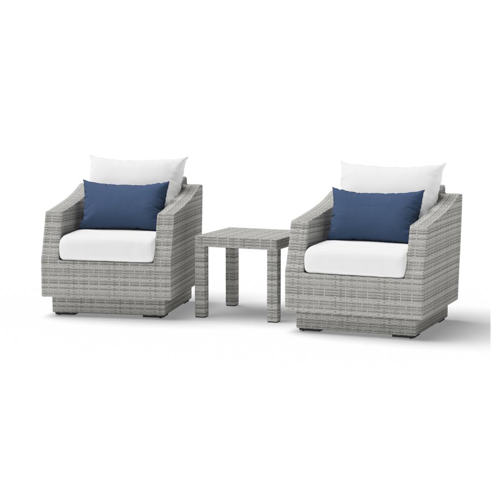 Cannes Set of 2 Sunbrella Outdoor Club Chairs & Side Table