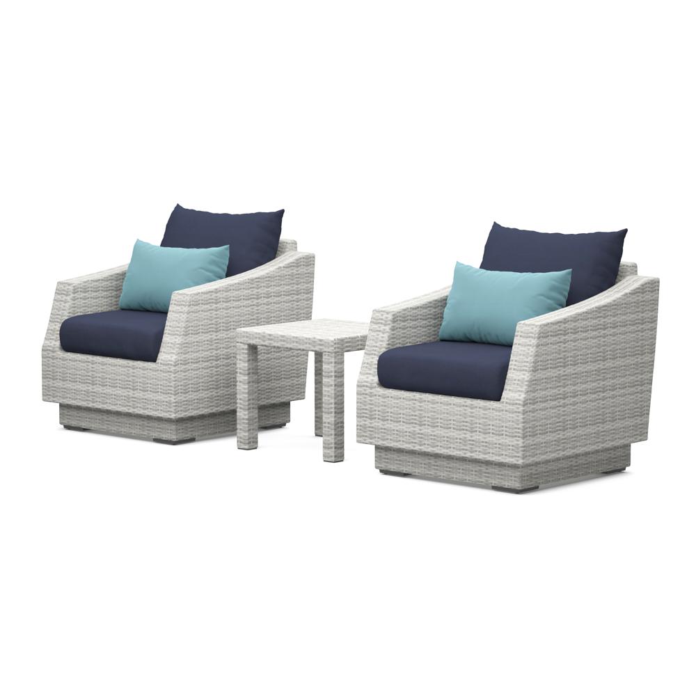 Cannes Set of 2 Sunbrella Outdoor Club Chairs & Side Table