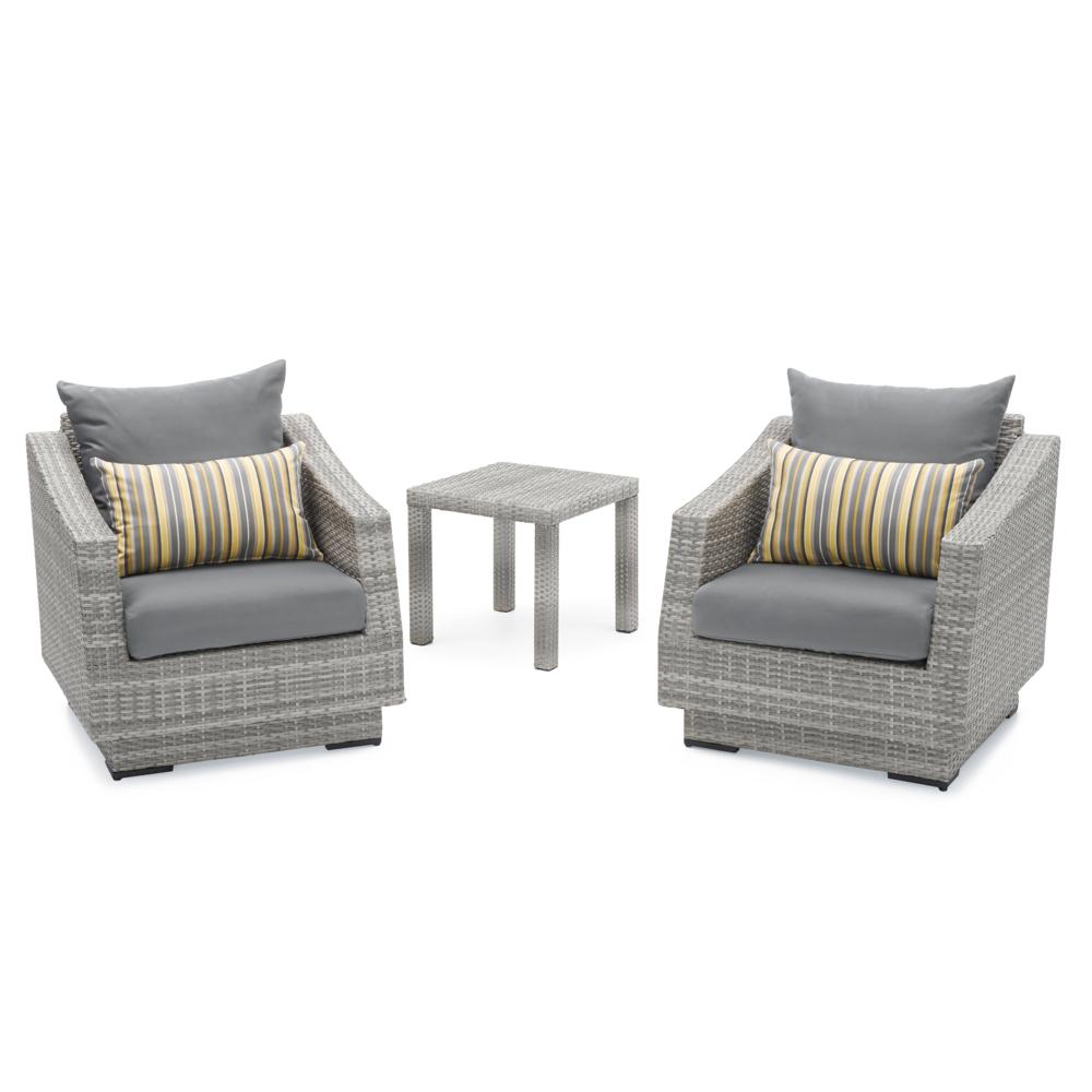 Cannes Set of 2 Sunbrella Outdoor Club Chairs & Side Table