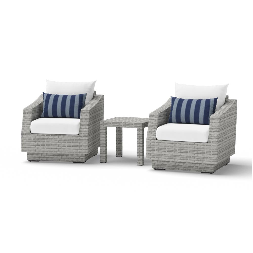 Cannes Set of 2 Sunbrella Outdoor Club Chairs & Side Table