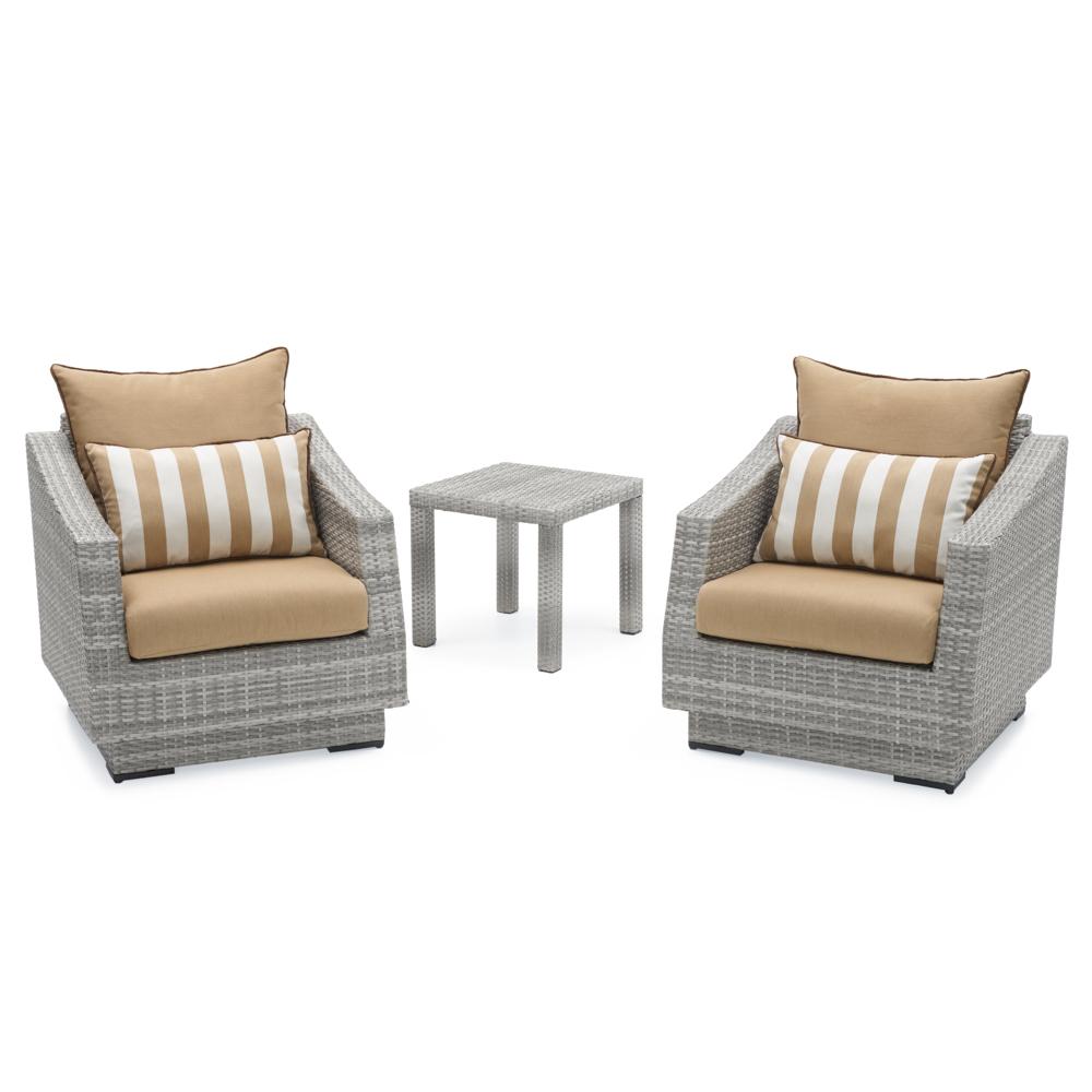 Cannes Set of 2 Sunbrella Outdoor Club Chairs & Side Table