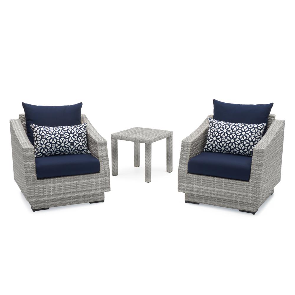 Cannes Set of 2 Sunbrella Outdoor Club Chairs & Side Table