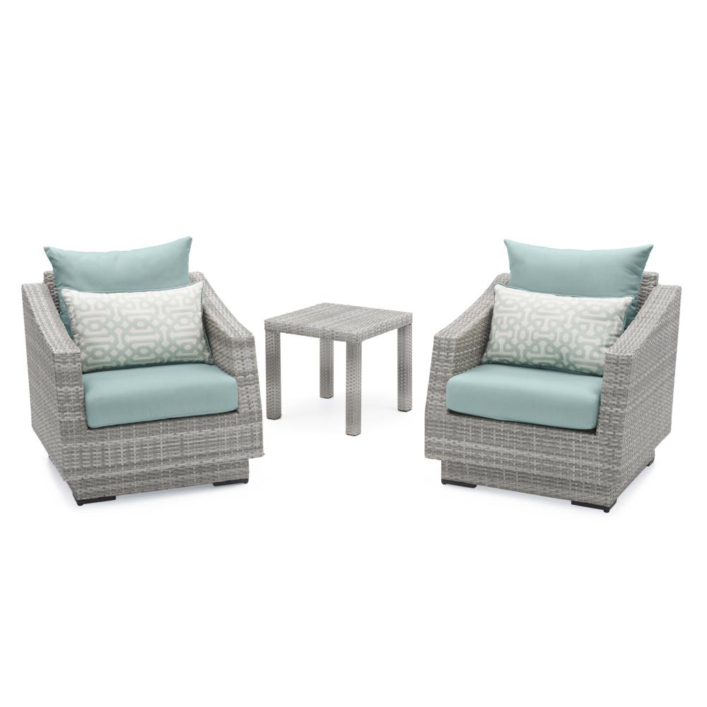 Cannes Set of 2 Sunbrella Outdoor Club Chairs & Side Table