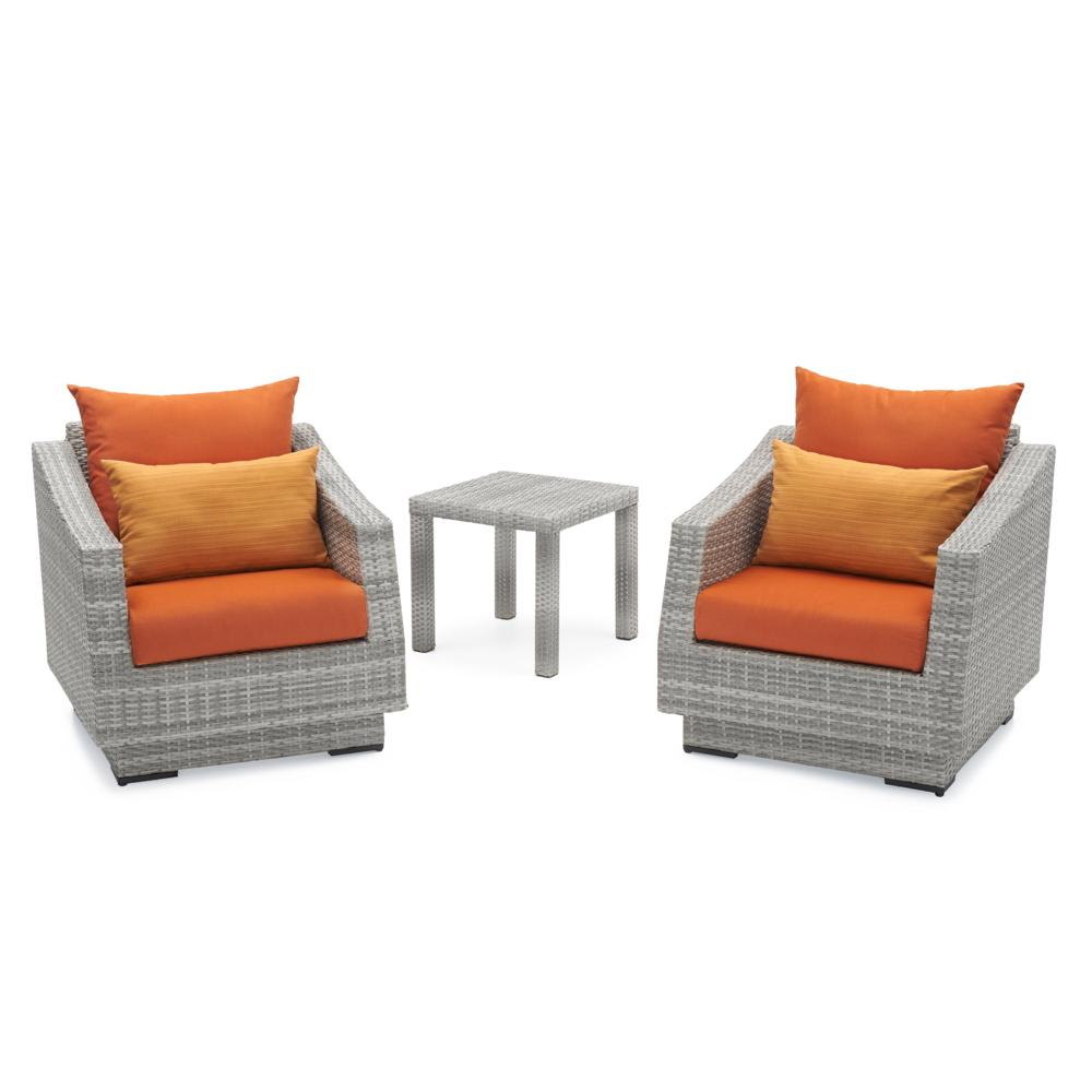 Cannes Set of 2 Sunbrella Outdoor Club Chairs & Side Table