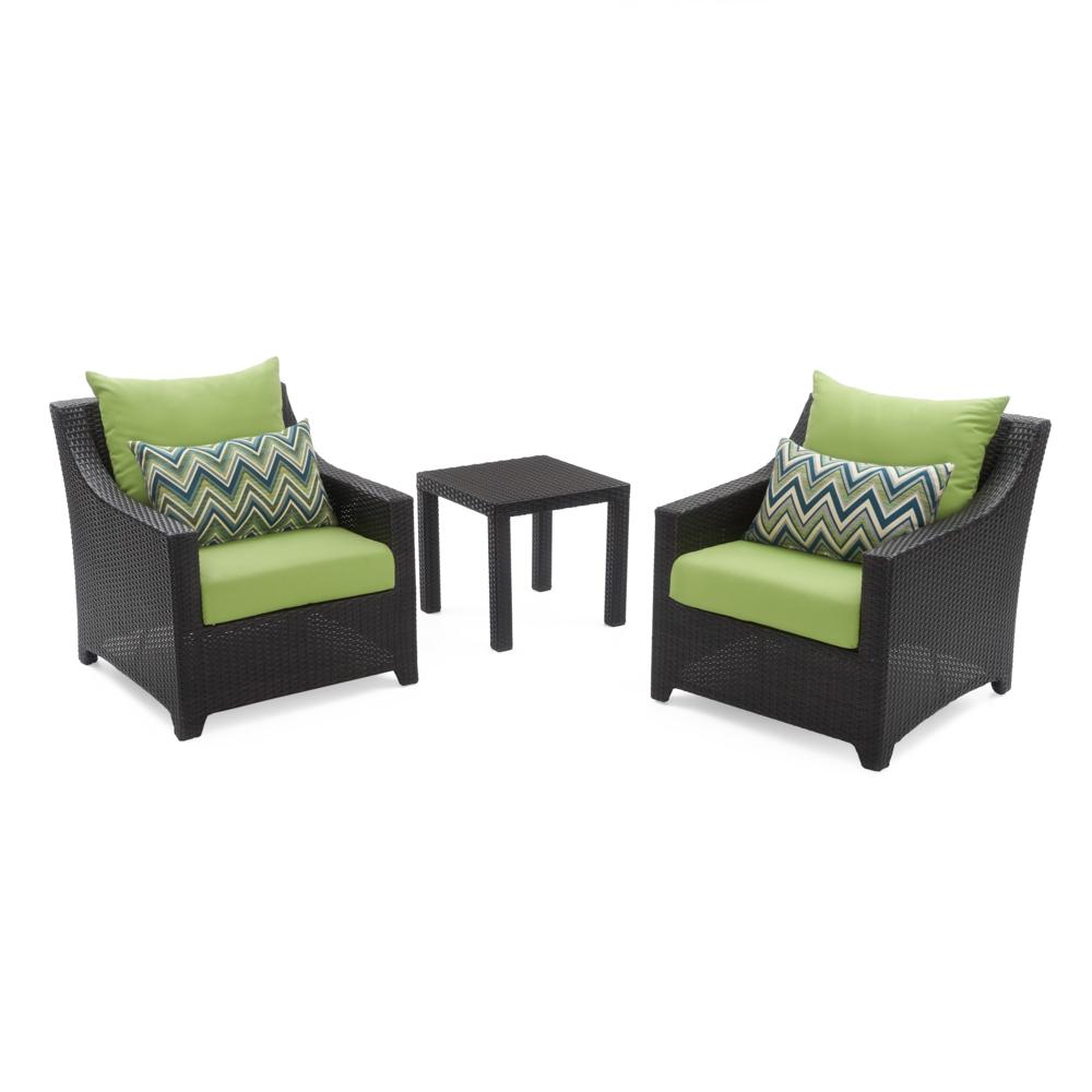 Deco Set of 2 Sunbrella Outdoor Club Chairs & Side Table