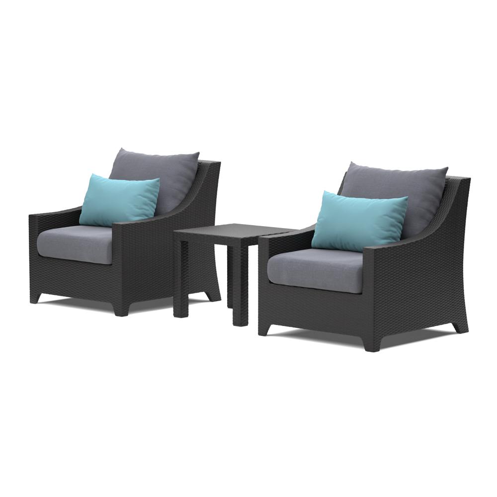 Deco Set of 2 Sunbrella Outdoor Club Chairs & Side Table