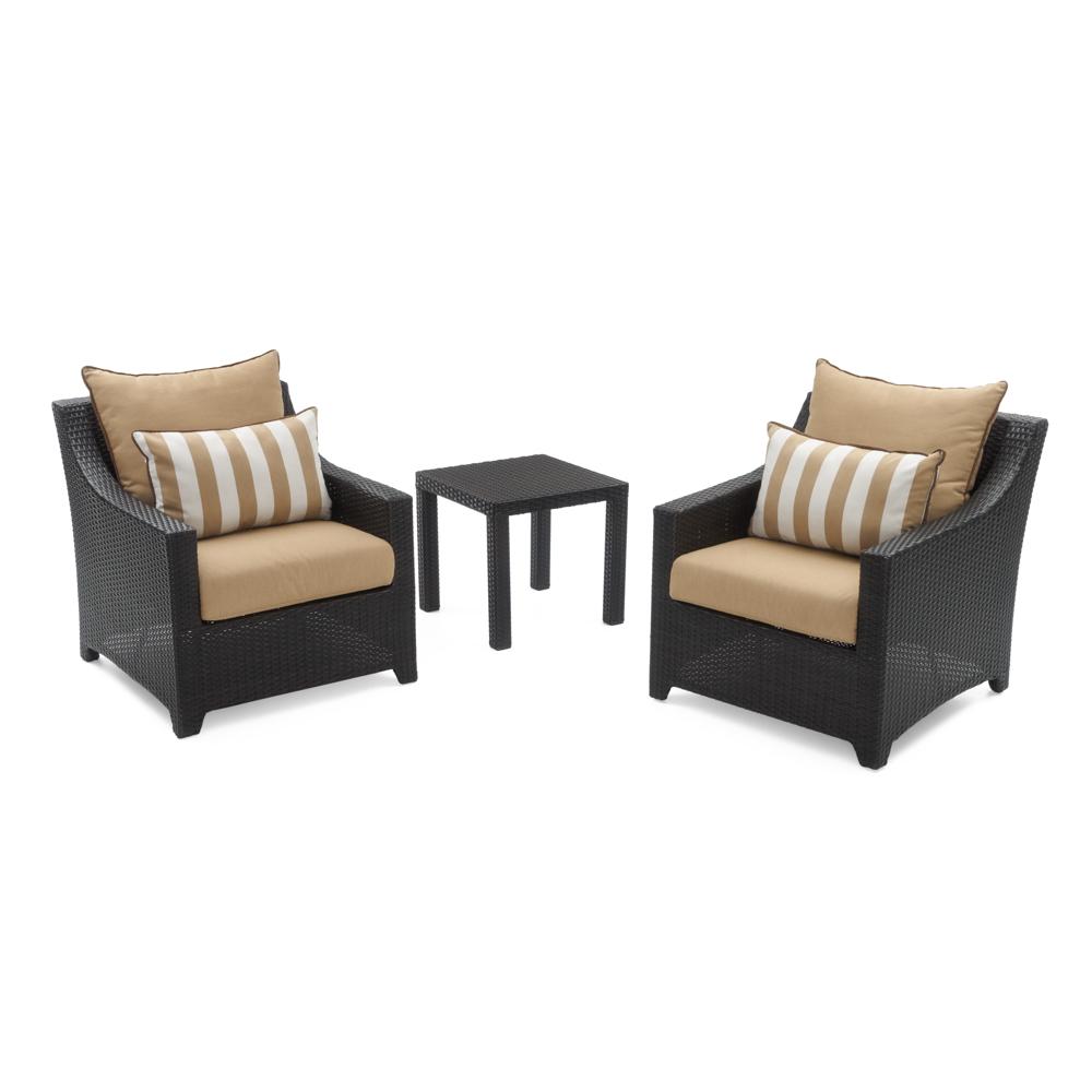 Deco Set of 2 Sunbrella Outdoor Club Chairs & Side Table