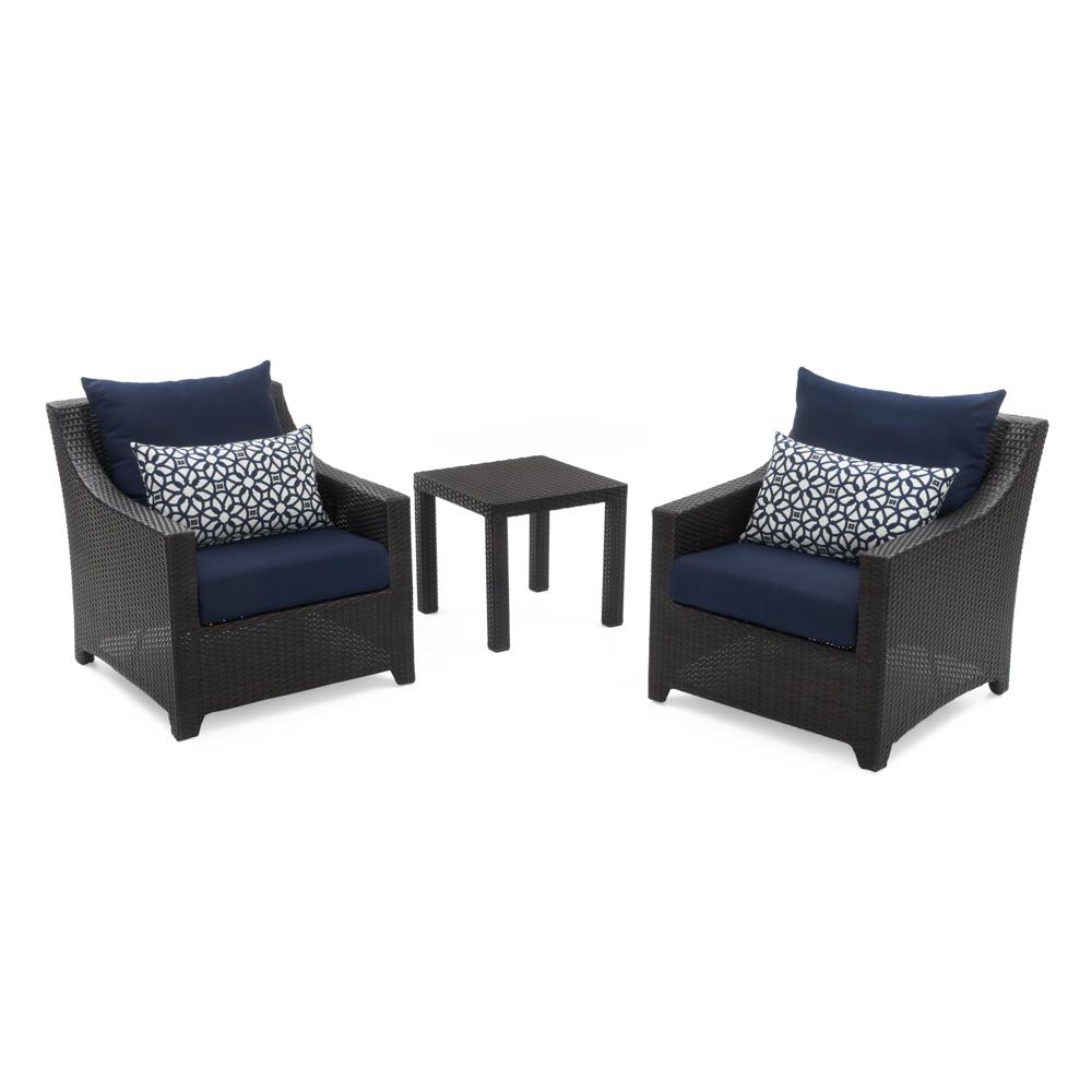 Deco Set of 2 Sunbrella Outdoor Club Chairs & Side Table