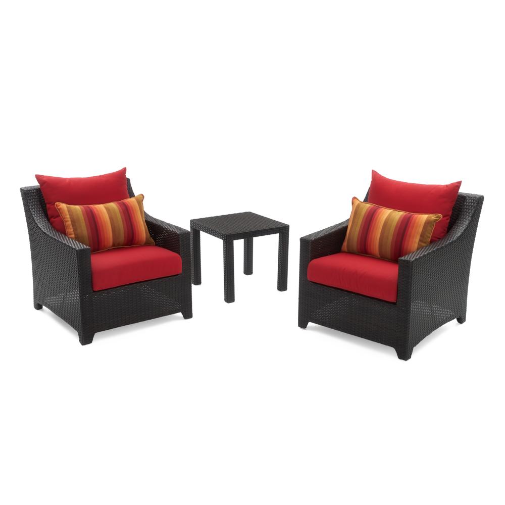Deco Set of 2 Sunbrella Outdoor Club Chairs & Side Table