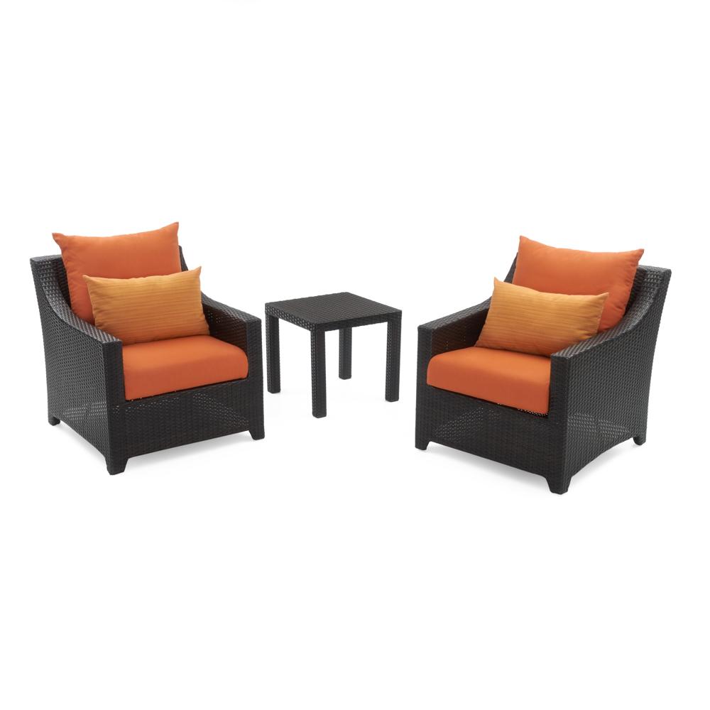 Deco Set of 2 Sunbrella Outdoor Club Chairs & Side Table