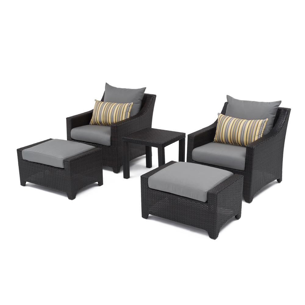Deco 5 Piece Sunbrella Outdoor Club Chair & Ottoman Set