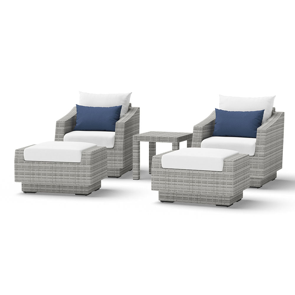 Cannes 5 Piece Sunbrella Outdoor Club Chair & Ottoman Set