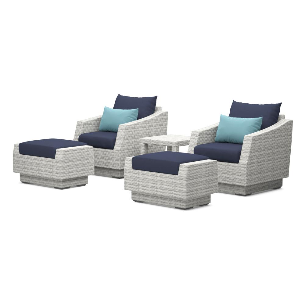 Cannes 5 Piece Sunbrella Outdoor Club Chair & Ottoman Set