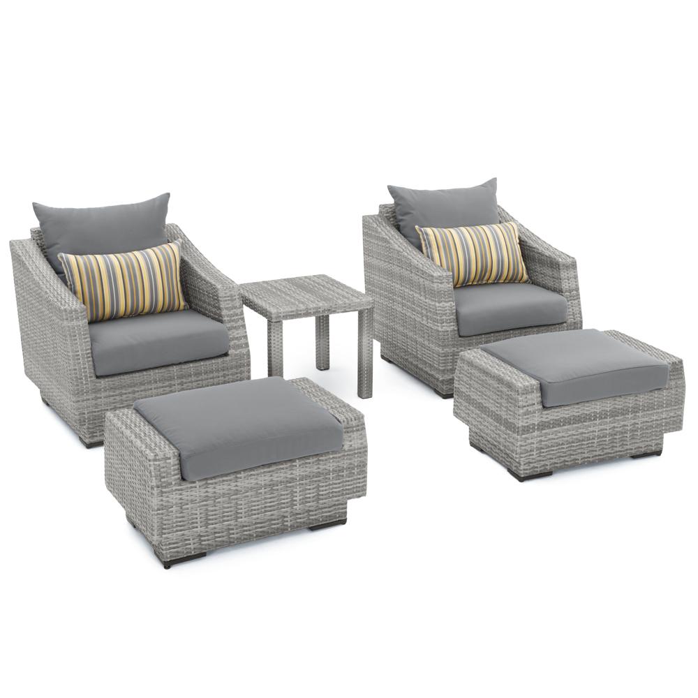 Cannes 5 Piece Sunbrella Outdoor Club Chair & Ottoman Set