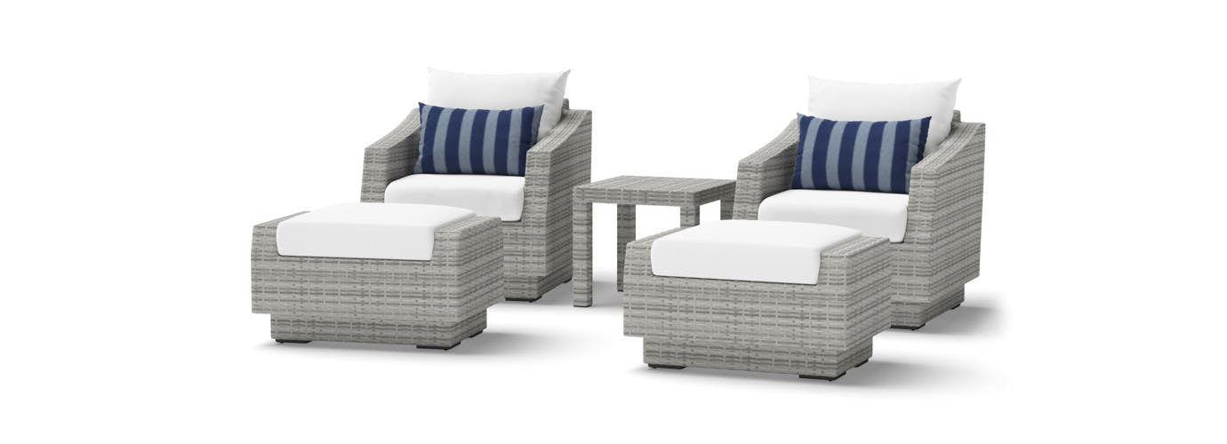 Cannes 5 Piece Sunbrella Outdoor Club Chair & Ottoman Set