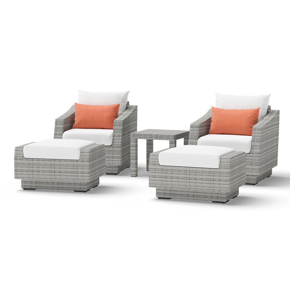Cannes 5 Piece Sunbrella Outdoor Club Chair & Ottoman Set