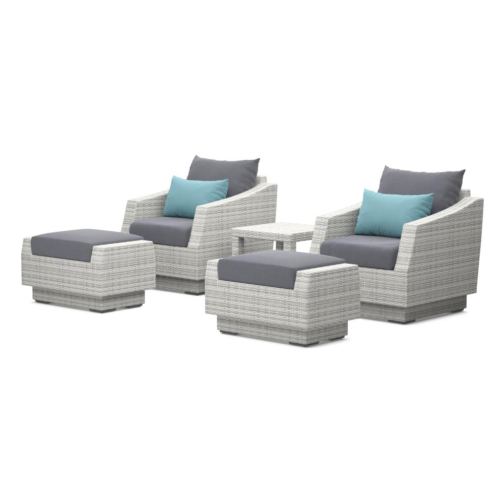 Cannes 5 Piece Sunbrella Outdoor Club Chair & Ottoman Set