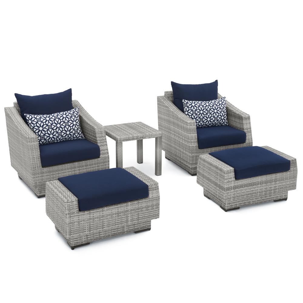 Cannes 5 Piece Sunbrella Outdoor Club Chair & Ottoman Set