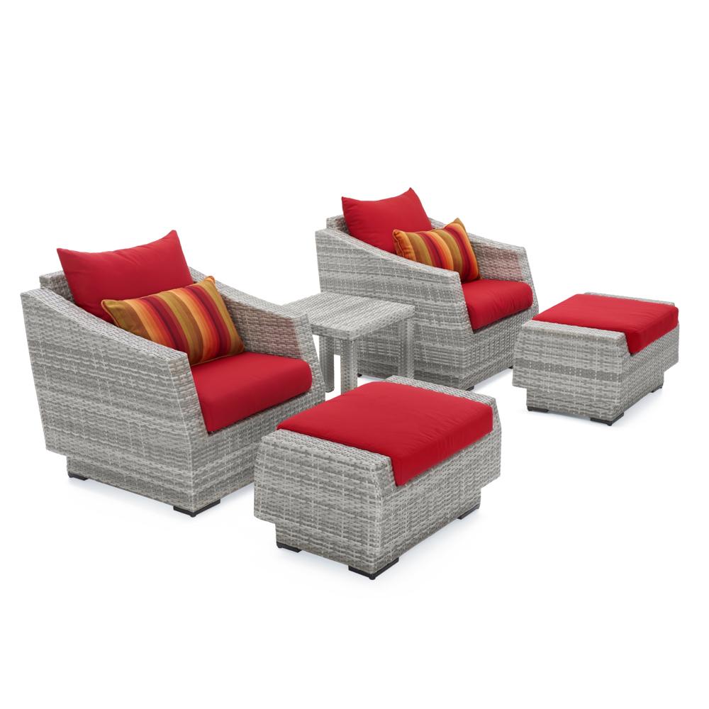 Cannes 5 Piece Sunbrella Outdoor Club Chair & Ottoman Set