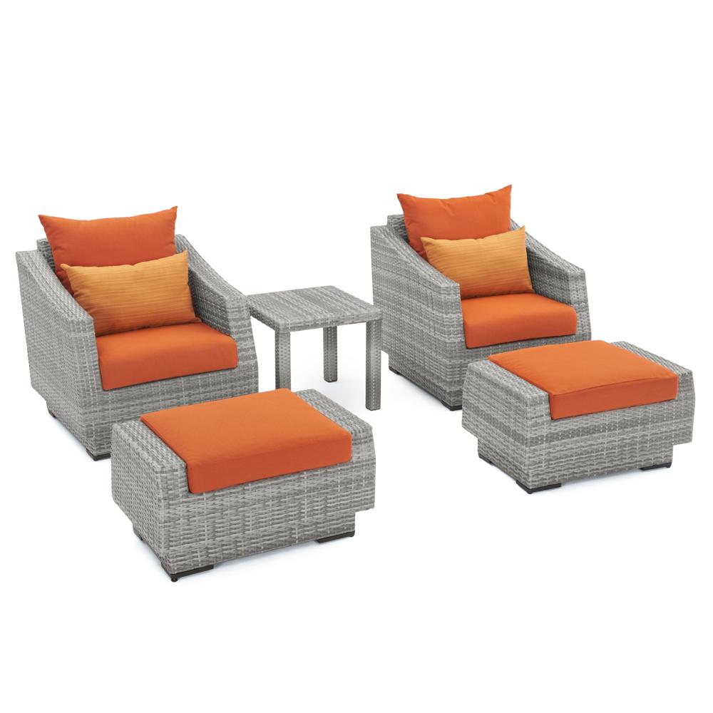 Cannes 5 Piece Sunbrella Outdoor Club Chair & Ottoman Set