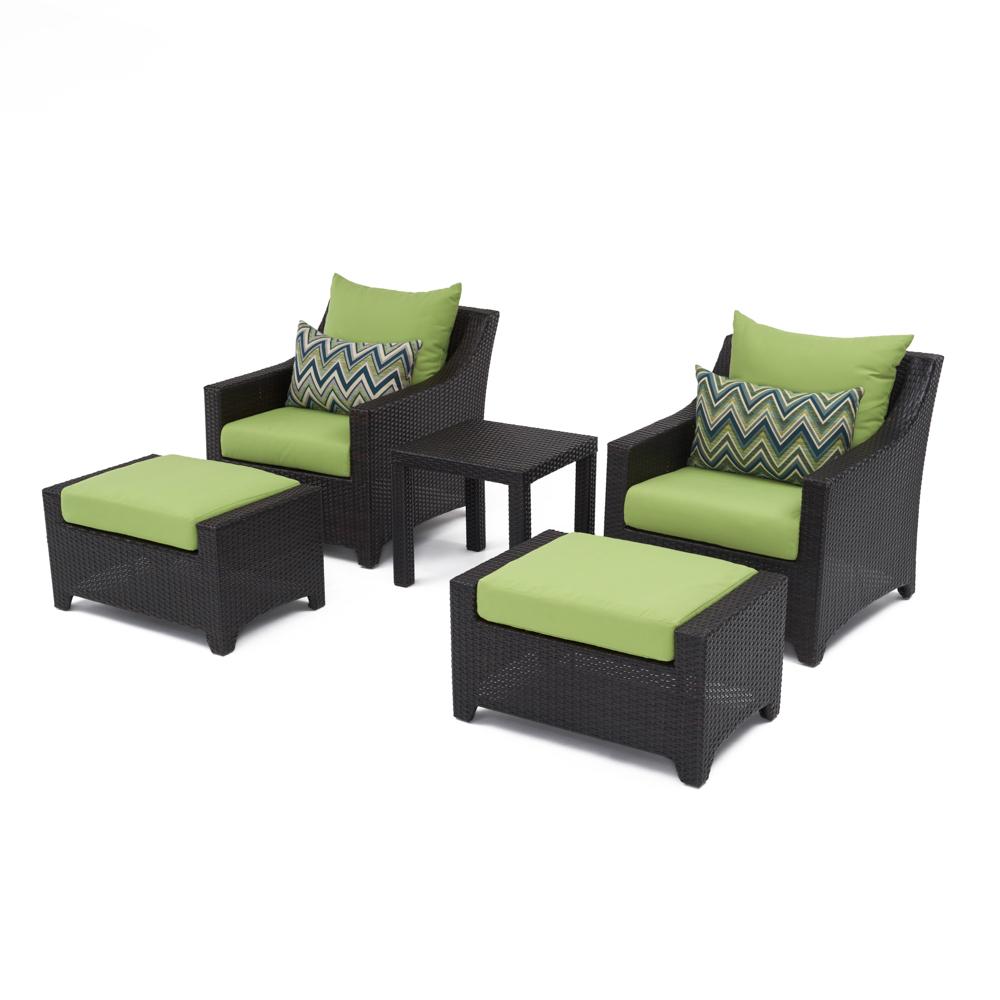 Deco 5 Piece Sunbrella Outdoor Club Chair & Ottoman Set