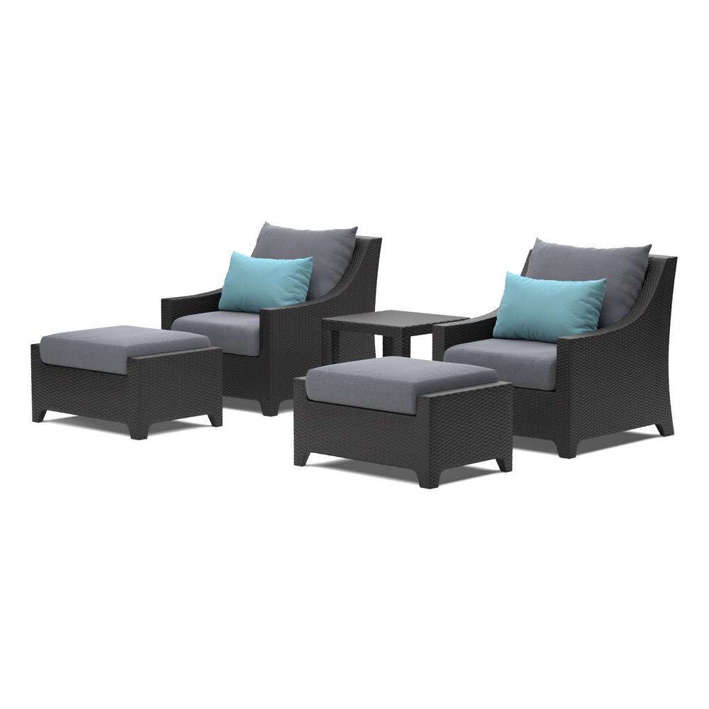 Deco 5 Piece Sunbrella Outdoor Club Chair & Ottoman Set