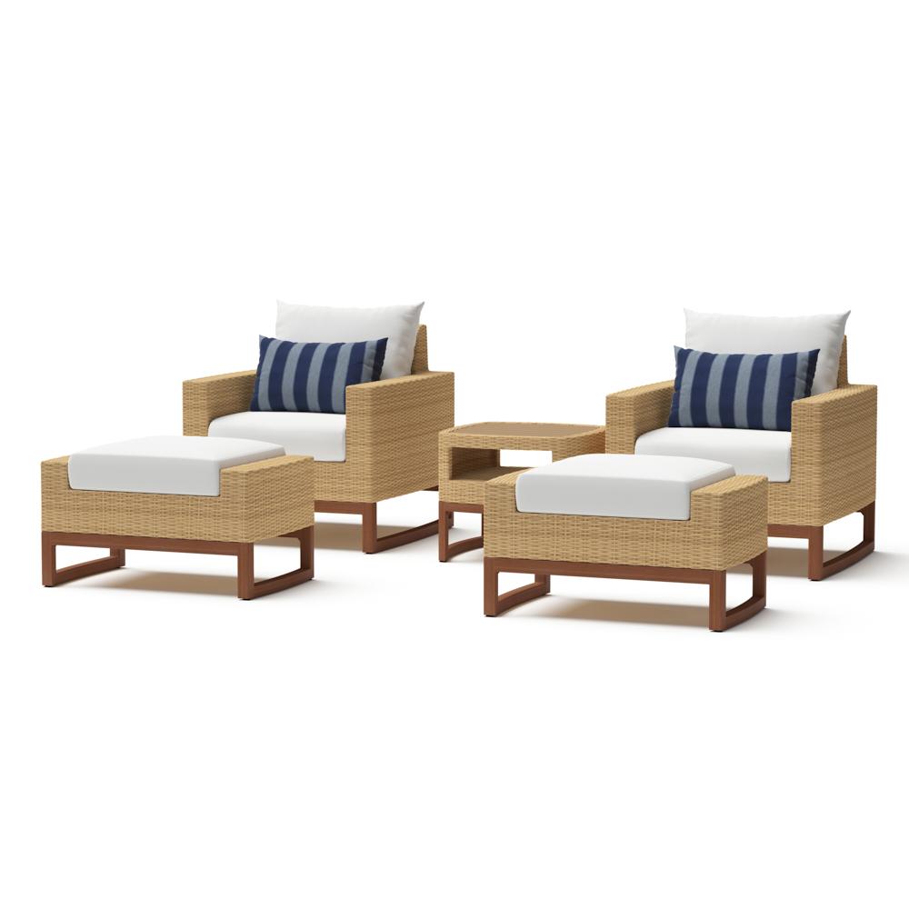 Mili 5 Piece Sunbrella Outdoor Club Chair & Ottoman Set
