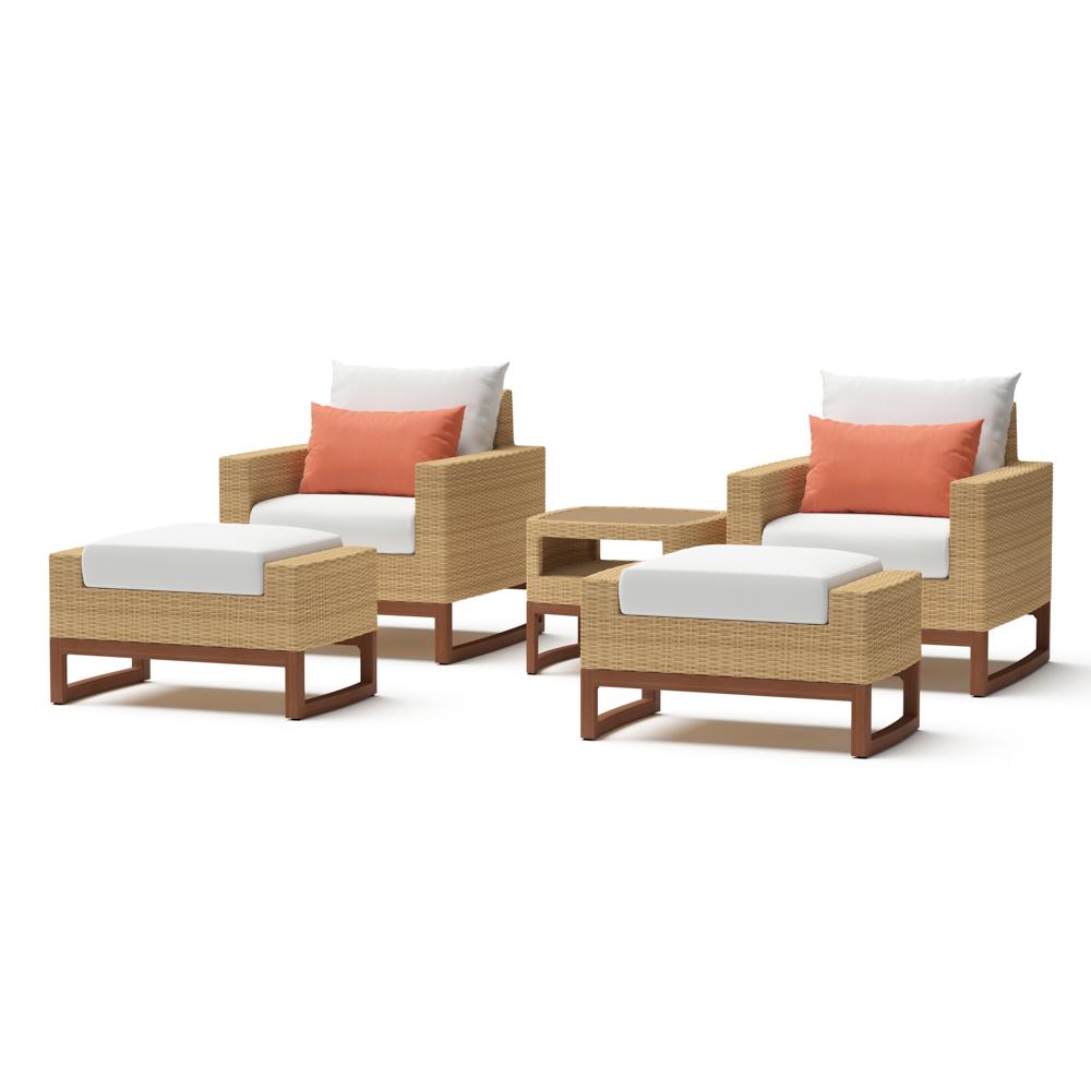 Mili 5 Piece Sunbrella Outdoor Club Chair & Ottoman Set