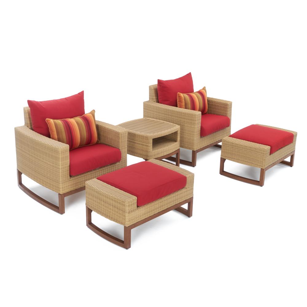 Mili 5 Piece Sunbrella Outdoor Club Chair & Ottoman Set