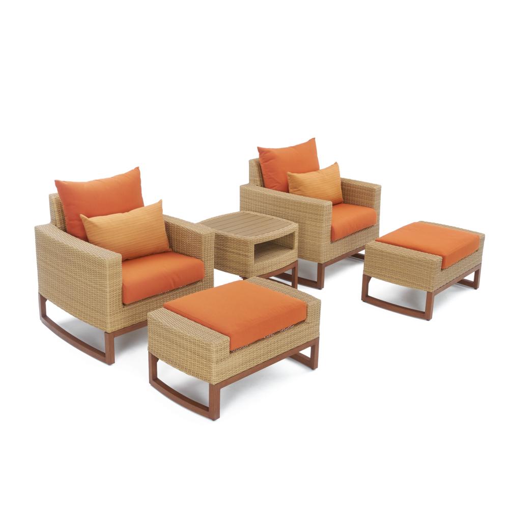 Mili 5 Piece Sunbrella Outdoor Club Chair & Ottoman Set